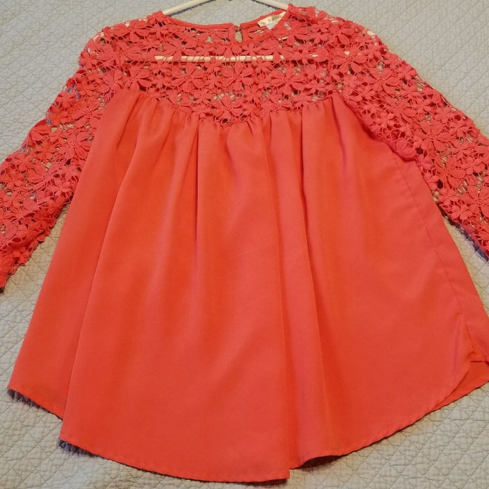 Esley Coral Blouse Sz SM